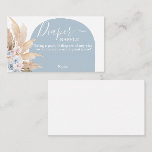 ボヘミアンパンパスグラスボーイおむつラッフルカード エンクロージャーカード (正面/裏面)