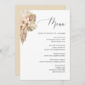 ボヘミアンパンパスグラス秋の結婚式ディナーメニュー メニュー (正面/裏面)