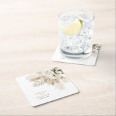 ボヘミアンパンパスグラス結婚グリーンリー スクエアペーパーコースター (インサイチュ)