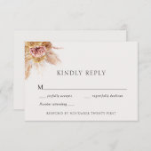 ボヘミアンパンパスグラス結婚ズの応答カード 招待状 (正面/裏面)