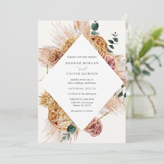 ボヘミアンパンパスグラス結婚式招待状 招待状 (スタンド正面)