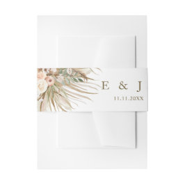 ボヘミアンパンパスグラス自然トーンフローラ結婚ズ 招待状ベリーバンド