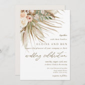 ボヘミアンパンパスグラス自然トーンフローラ結婚ズ 招待状 (正面/裏面)