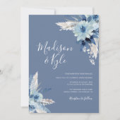 ボヘミアンパンパスダスティブルー結婚フローラ 招待状 (正面)