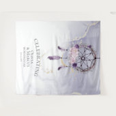 ボヘミアンパープルウォーターカラードリームキャッチャーのタペストリー タペストリー (正面(横))