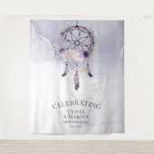 ボヘミアンパープルウォーターカラードリームキャッチャーのタペストリー タペストリー (正面)