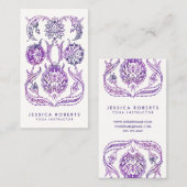 ボヘミアンパープルウォーターカラーフローラデザイン 名刺 (正面/裏面)