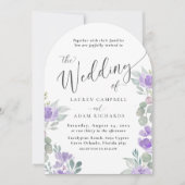 ボヘミアンパープルライラック水彩花モダンウェディング 招待状 (正面)
