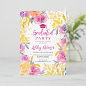 ボヘミアンパープル金ゴールドフローラ写真卒業 招待状 (スタンド正面)