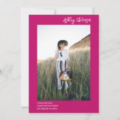 ボヘミアンパープル金ゴールドフローラ写真卒業 招待状 (裏面)