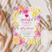 ボヘミアンパープル金ゴールドフローラ写真卒業 招待状