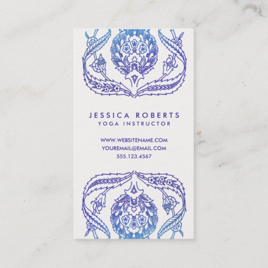 ボヘミアンパープル&アクアウォーター色フローラデザイン 名刺 (裏面)