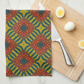 ボヘミアンヒッパイレッドブルーカッコいいイエエスニック部族 キッチンタオル (四つ折り)