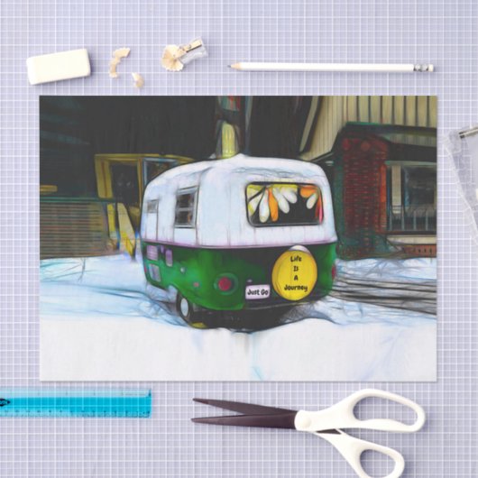 ボヘミアンヒッピーのキャンパーの生活は旅だけ行く 薄葉紙 (クラフト)