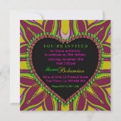 ボヘミアンヒッピーガールズナイトディナーパーティの招待状 招待状 (裏面)