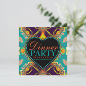 ボヘミアンヒッピーバティックのディナーパーティー招待状 招待状 (スタンド正面)