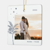 ボヘミアンビーチパームツリーフォト セラミックオーナメント (左)