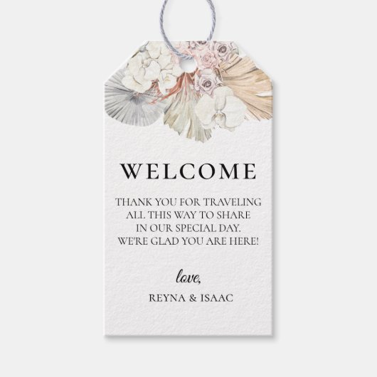 ボヘミアンビーチ結婚式ウェルカムバッグ ギフトタグ (正面)