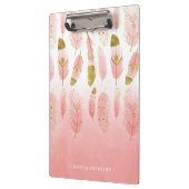 ボヘミアンピンクと金ゴールドの羽のクリップボグラデーションード クリップボード (左)