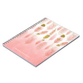 ボヘミアンピンクと金ゴールド羽毛ノートブグラデーションック ノートブック (左側)