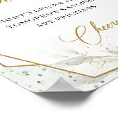 ボヘミアンピンクのバラグリーンゴールドフレームオープンバー ポスター (角)