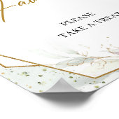 ボヘミアンピンクのバラ グリーンとゴールドのフェイバーズサイン ポスター (角)