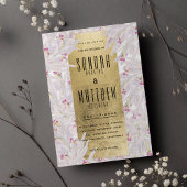 ボヘミアンピンクの白金ゴールドラン結婚フローラ 招待状