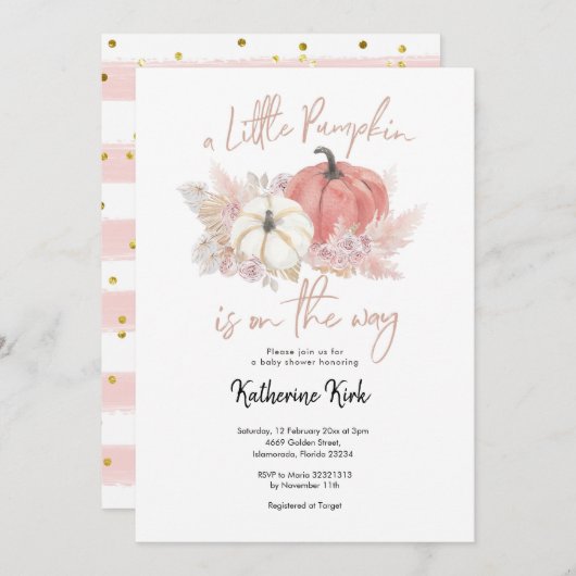 ボヘミアンピンクカボチャが途中の招待状 招待状 (正面/裏面)