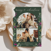 ボヘミアンピンクグリーン2フォトアーチメリークリスマス シーズンカード