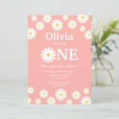 ボヘミアンピンクデイジーフローラ1st誕生日パーティー 招待状 (スタンド正面)