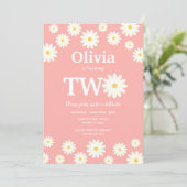 ボヘミアンピンクデイジーフローラ2nd誕生日パーティー 招待状 (スタンド正面)