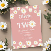 ボヘミアンピンクデイジーフローラ2nd誕生日パーティー 招待状