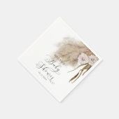 ボヘミアンピンクパンパスグラスベビーシャワー スタンダードカクテルナプキン (角)