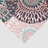 ボヘミアンピンクパープルティール（緑がかった色）フローラスケッチ 薄葉紙 (詳細)