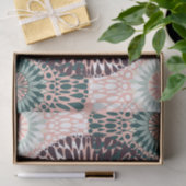 ボヘミアンピンクパープルティール（緑がかった色）フローラスケッチ 薄葉紙 (ギフト)