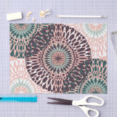 ボヘミアンピンクパープルティール（緑がかった色）フローラスケッチ 薄葉紙 (クラフト)