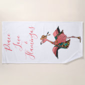 ボヘミアンピンクピースラブアンドフラミンゴビーチタオル ビーチタオル (正面)