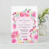 ボヘミアンピンクフローラアーチシックスウィート16 招待状 (スタンド正面)
