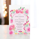 ボヘミアンピンクフローラアーチシックスウィート16 招待状