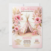 ボヘミアンピンクフローラトゥインクルライツスリープバー 招待状 (正面)