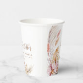 ボヘミアンピンクフローラパンパスグラス |赤ちゃんシャワー 紙コップ (右)