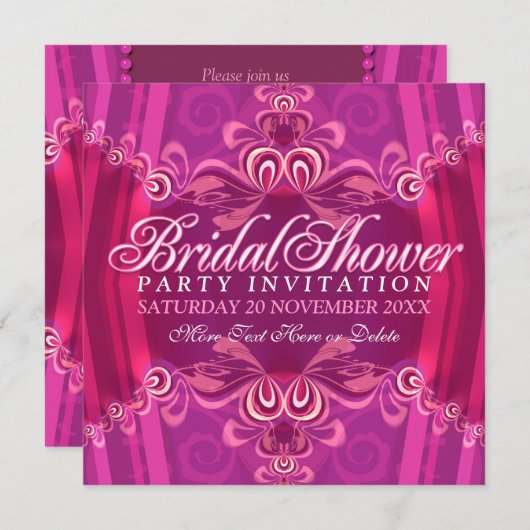 ボヘミアンピンクブライダルシャワーパーティの招待状 招待状 (正面/裏面)