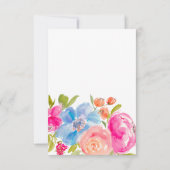 ボヘミアンピンクブルーの花の水彩画 ブライダルシャワー サンキューカード (裏面)