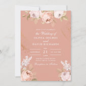 ボヘミアンピンクペオニー結婚式招待状 招待状 (正面)