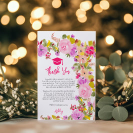 ボヘミアンピンクローズワイルドフラワーズ春卒業 サンキューカード