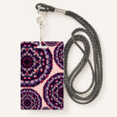 ボヘミアンピンク紫ア絵を描クリル花 バッジ (裏面ランヤード)