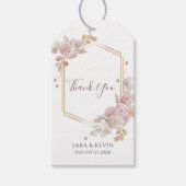 ボヘミアンピンク結婚フローラズサンキューメッセージカード ギフトタグ (正面)