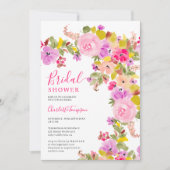 ボヘミアンピンク野草春ブライダルシャワー 招待状 (正面)