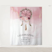 ボヘミアンピンク スカーレット ウォーターカラー ドリームキャッチャー タペストリー (正面)