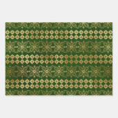 ボヘミアンピーコックゴールドフォイルのテクスチャ付き背景 ラッピングペーパーシート (正面3)